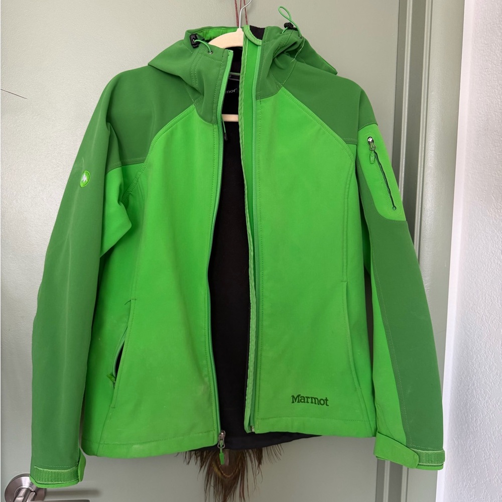 Marmot Two-Tone Green Hooded Softshell Jacket
